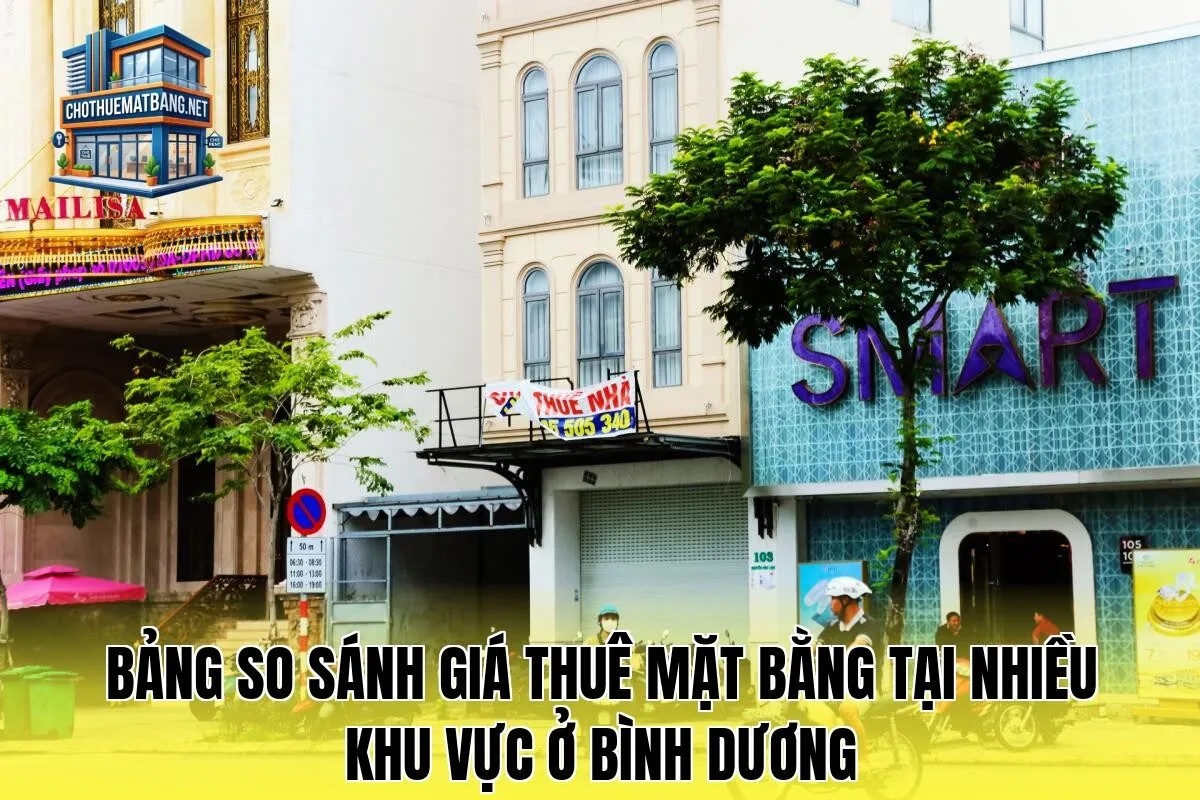 Bảng so sánh giá thuê mặt bằng tại nhiều khu vực ở Bình Dương