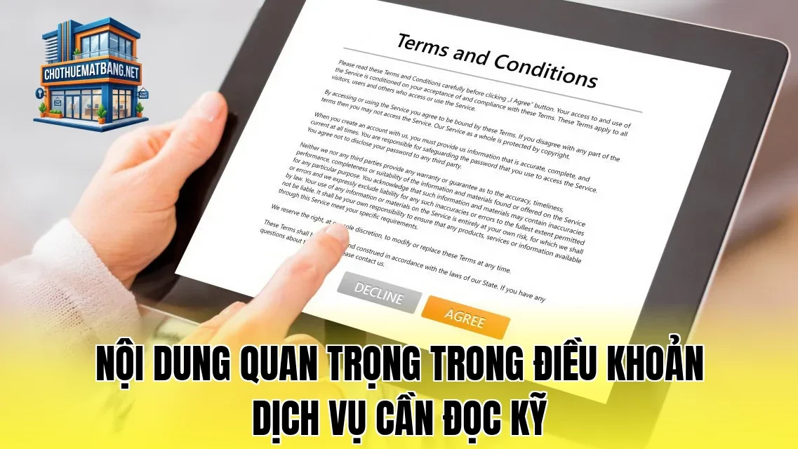 Nội dung quan trọng trong điều khoản dịch vụ cần đọc kỹ